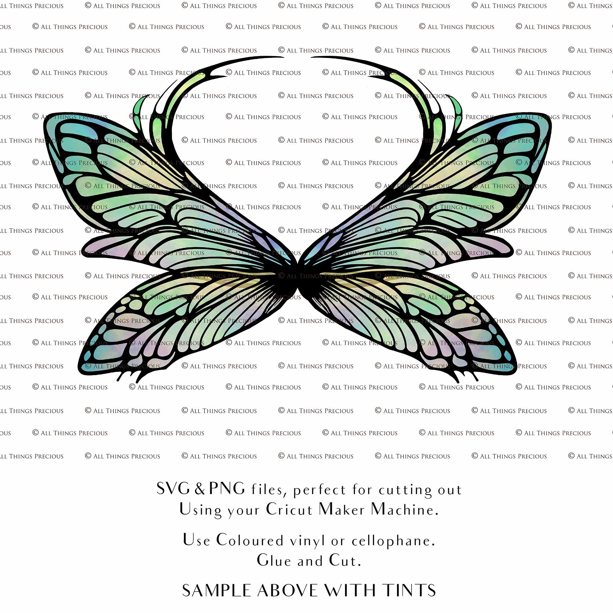 SVG & PNG Fairy Wing files for Cricut or Silhouette Cameo Cutting Machine. To create wearable fairy wings, in adult or children sizes. These are Individual Wing Pieces, for you to cut and assemble. This is a DIGITAL product.